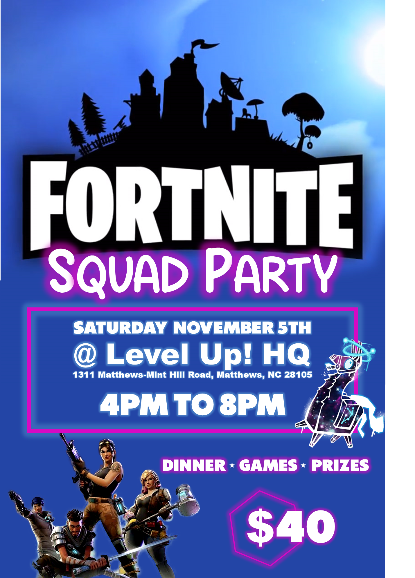 Fortnite Squad Party Flyer
